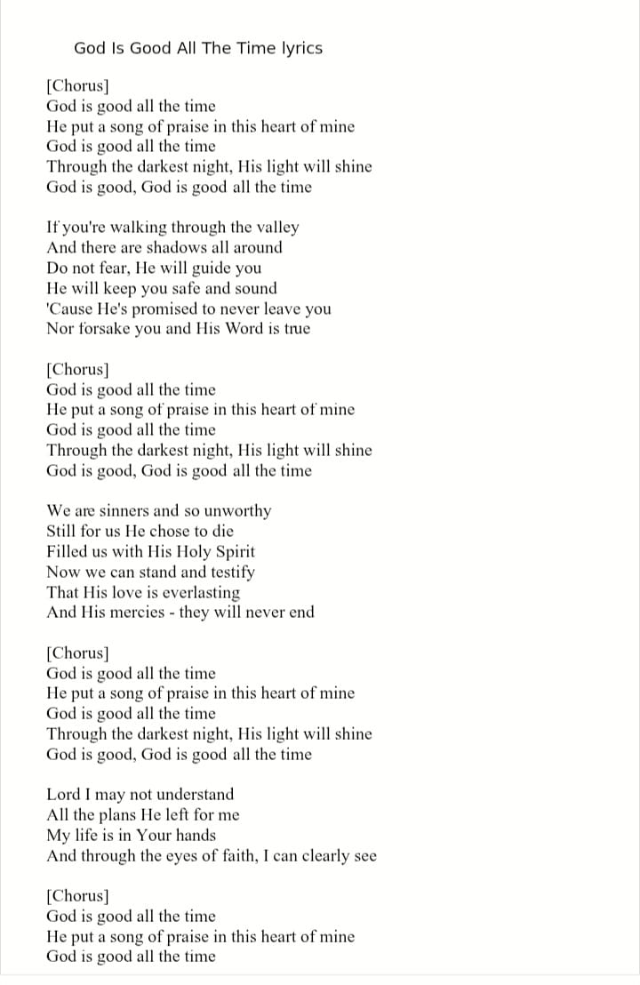 God is good all the time